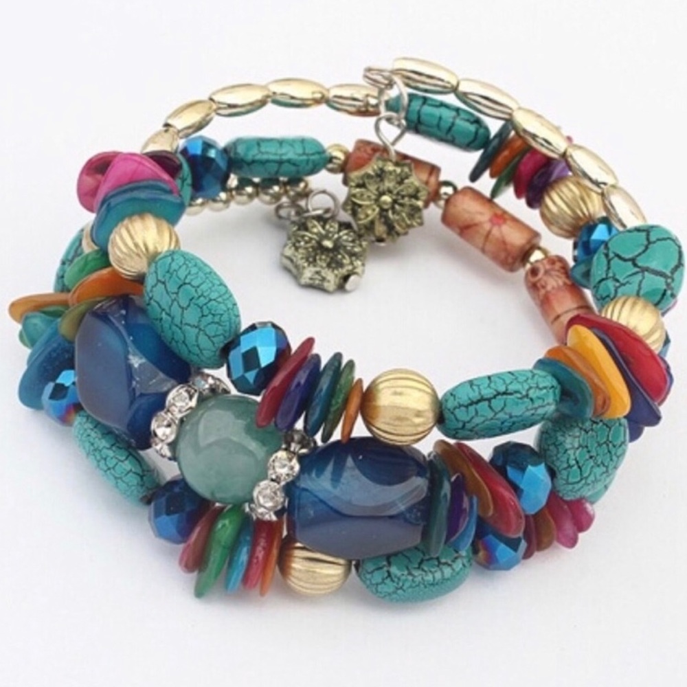 Boho Beaded Multilayered Adjustable Bracelet